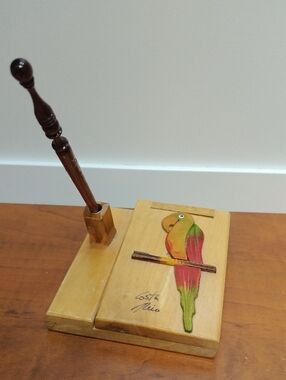 Handmade Wooden Parrot Note Holder & Pen - Made in Costa Rica